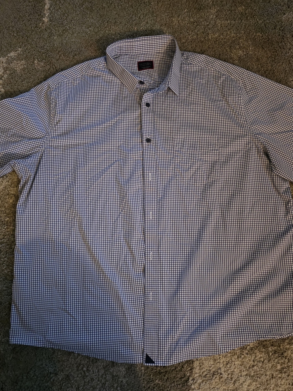 UNTUCKit Men's Navy and White Micro-Check Dress Shirt